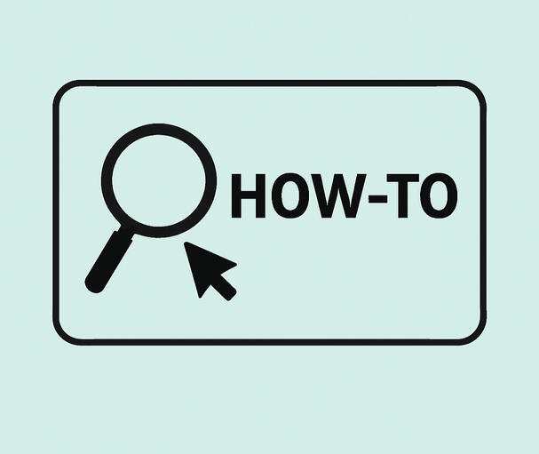 Mint-green square icon labeled 'How-To' with a magnifying glass and cursor.